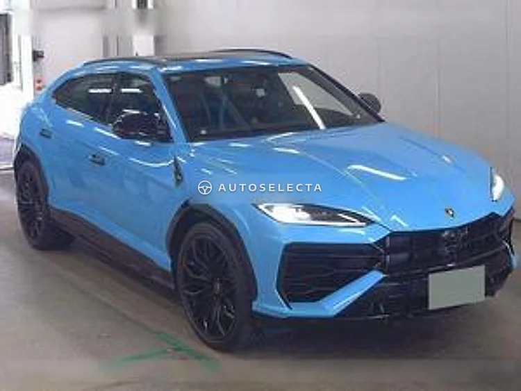 2026 Lamborghini Urus SE in Blu Cepheus blue, front three quarter view with black Galanthus wheels at USS Tokyo